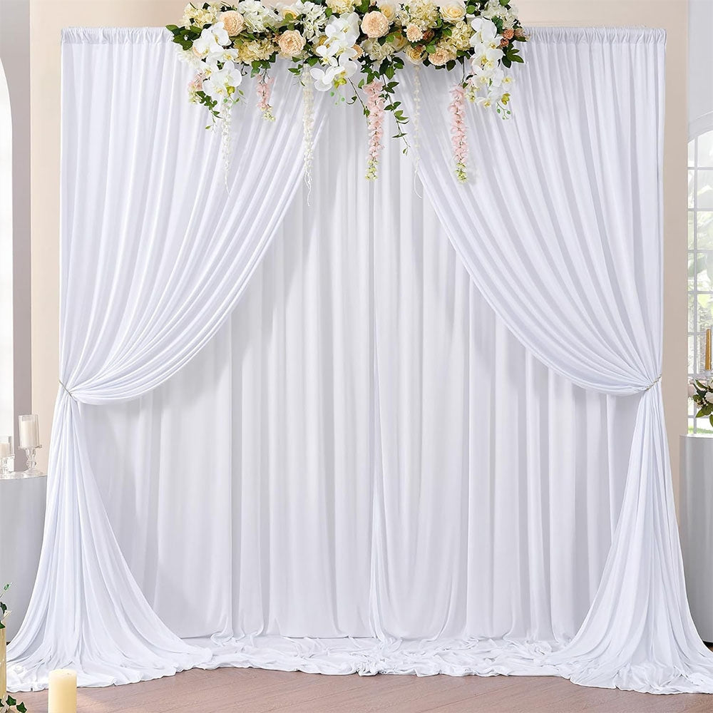 White Stage Wedding Party Backdrop Drape Curtain - Available in 2M and 3M
