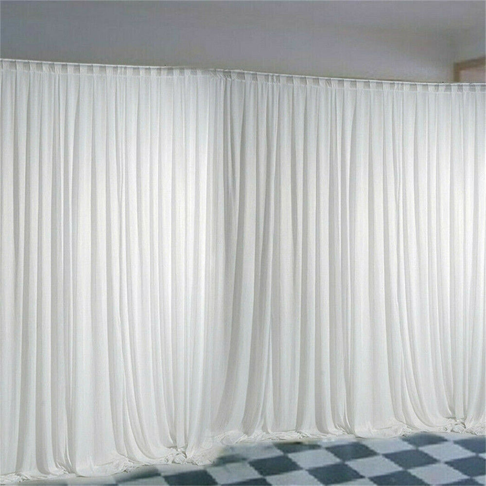 White Stage Wedding Party Backdrop Drape Curtain - Available in 2M and 3M