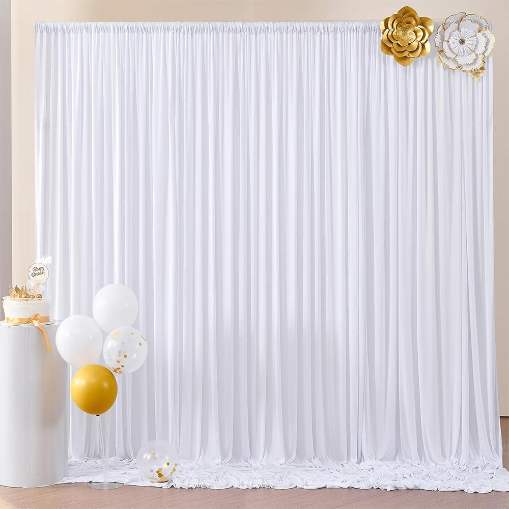 White Stage Wedding Party Backdrop Drape Curtain - Available in 2M and 3M