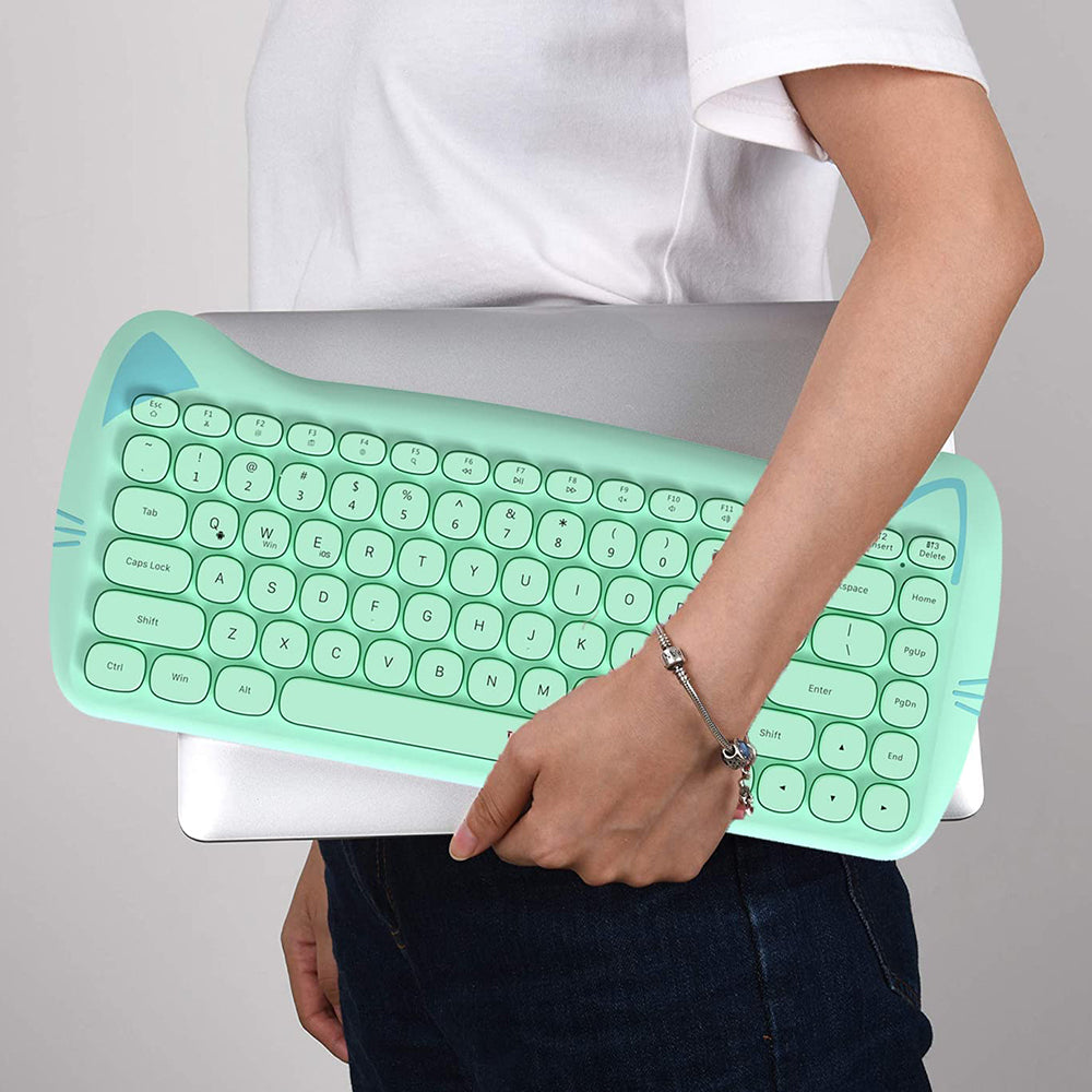 Wireless Cute Computer Bluetooth Keyboard with Typewriter Round Keycap