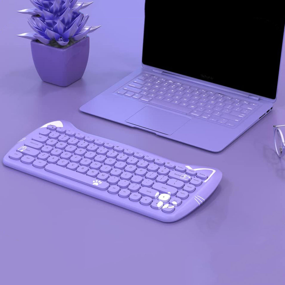 Wireless Cute Computer Bluetooth Keyboard with Typewriter Round Keycap