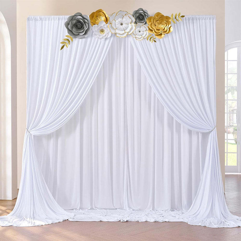 White Stage Wedding Party Backdrop Drape Curtain - Available in 2M and 3M