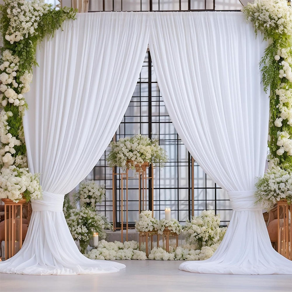 White Stage Wedding Party Backdrop Drape Curtain - Available in 2M and 3M