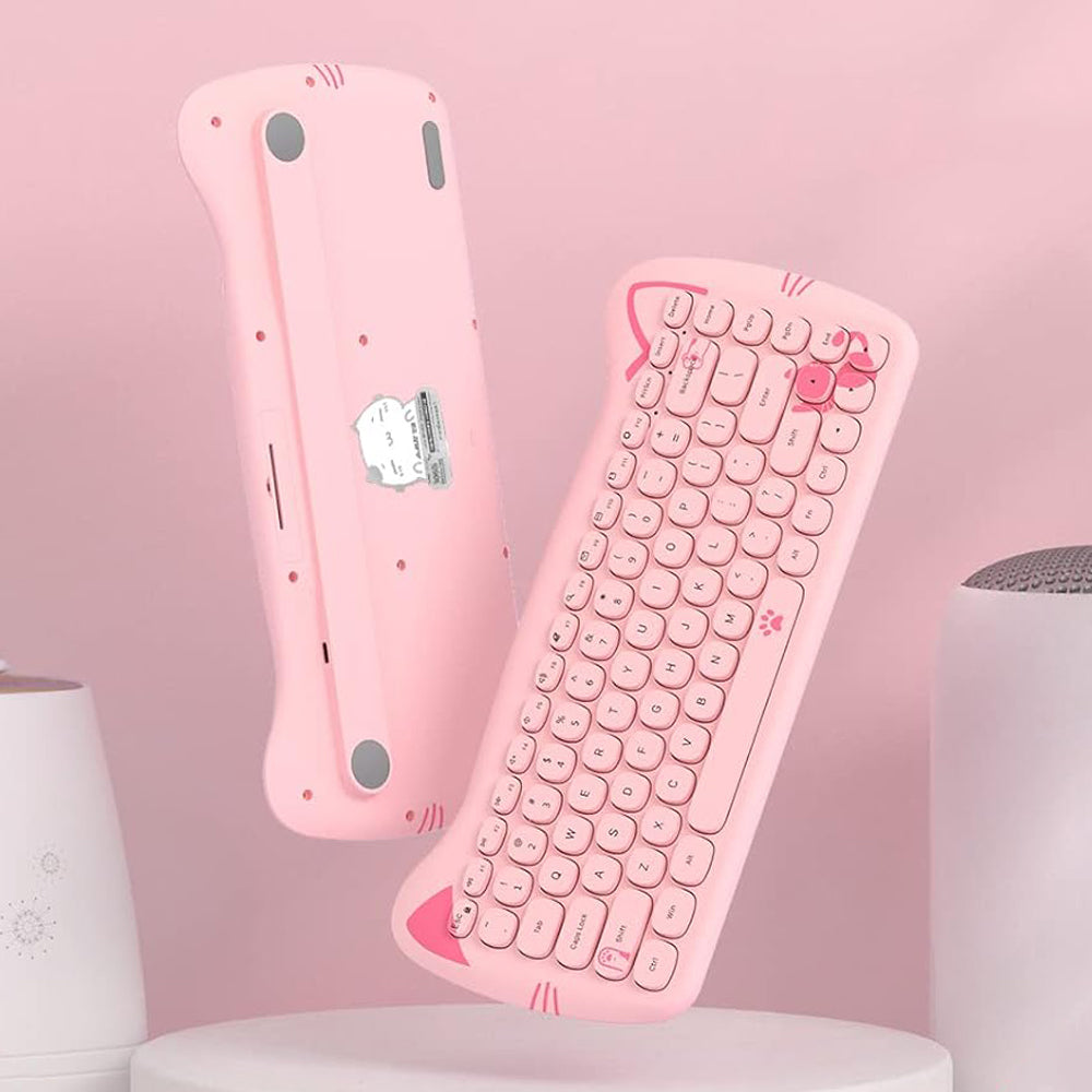 Wireless Cute Computer Bluetooth Keyboard with Typewriter Round Keycap